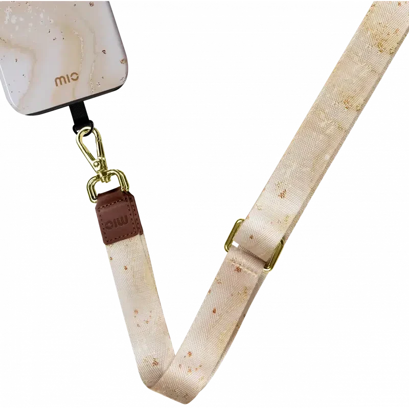 MIO Lanyard Universeel Nylon Telefoonkoord / Telefoonketting Gold Marble